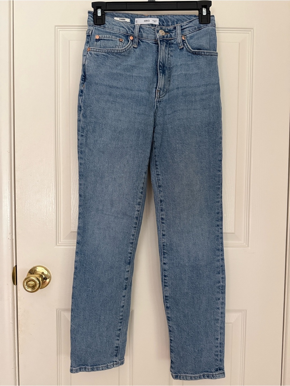 MANGO Claudia Slim leg & High-Rise Light Blue Jeans, Size 34, US 2